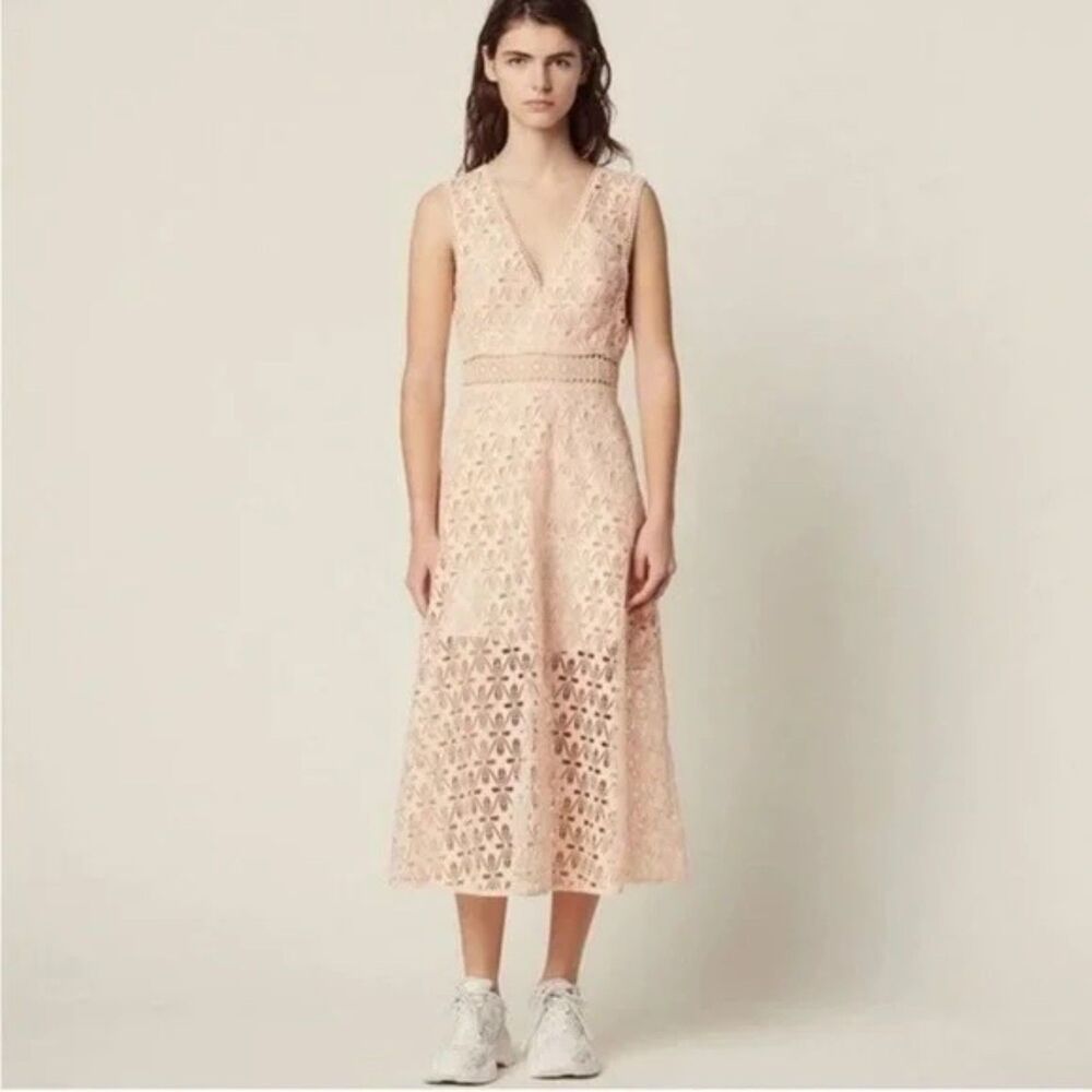 NWOT Sandro Bilali Guipure Lace Dress Women Size 2 - S/M - Picture 8 of 16